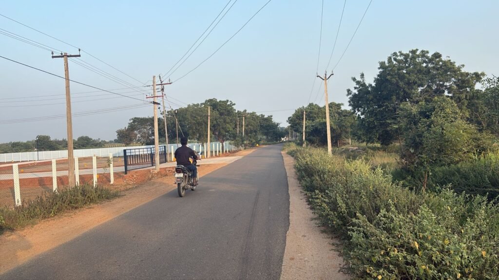 Approach road to Terra40 with EB power lines
